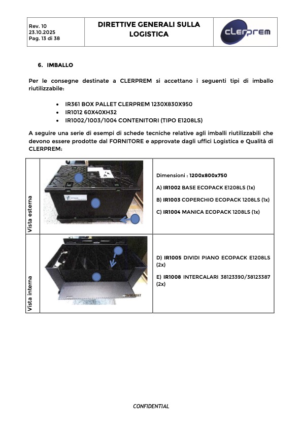 Direttive Generali sulla Logistica Clerprem SpA Rev 10