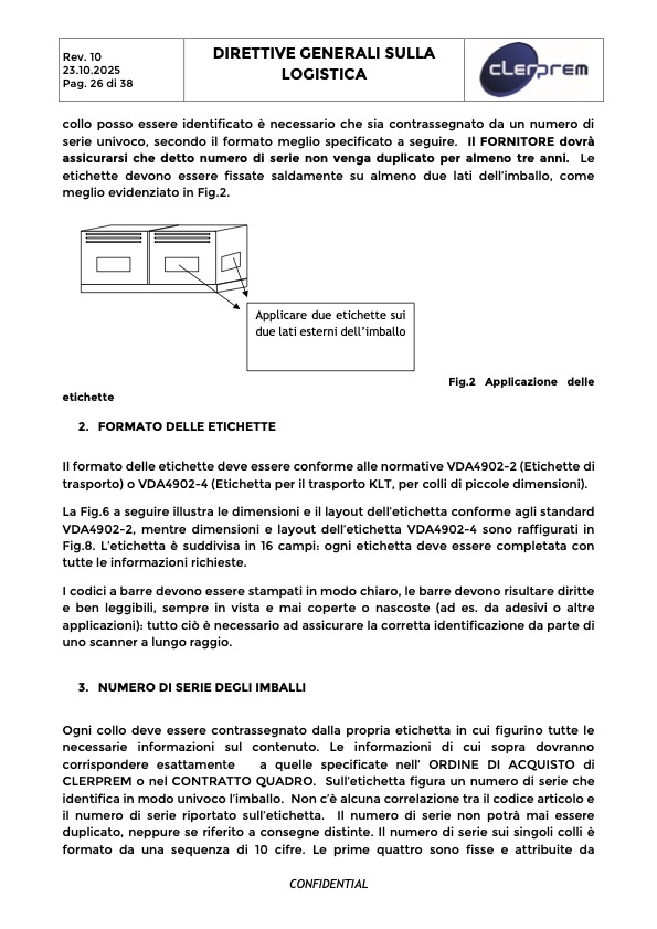 Direttive Generali sulla Logistica Clerprem SpA Rev 10