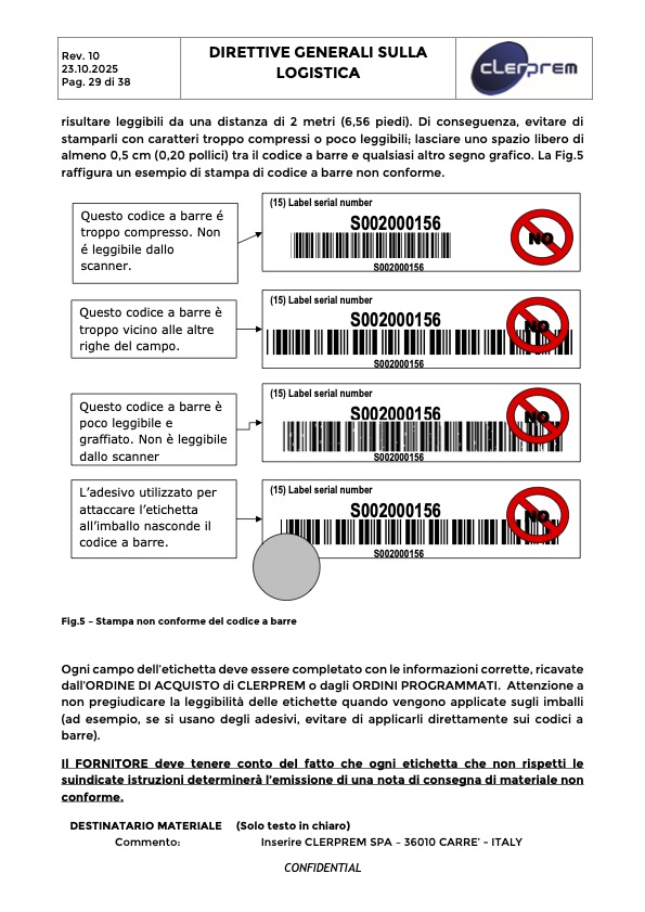Direttive Generali sulla Logistica Clerprem SpA Rev 10