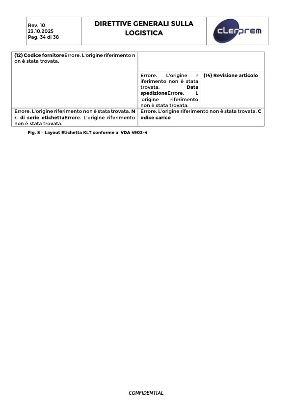 Direttive Generali sulla Logistica Clerprem SpA Rev 10