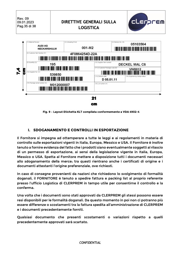 Direttive Generali sulla Logistica Clerprem SpA Rev 10