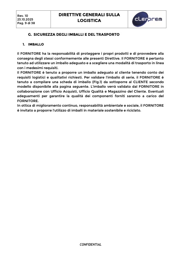 Direttive Generali sulla Logistica Clerprem SpA Rev 10
