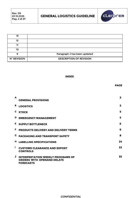 General Logistics Guideline Clerprem SpA Rev 09