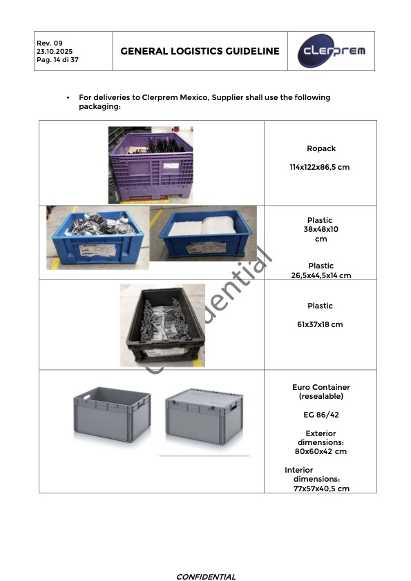 General Logistics Guideline Clerprem SpA Rev 09