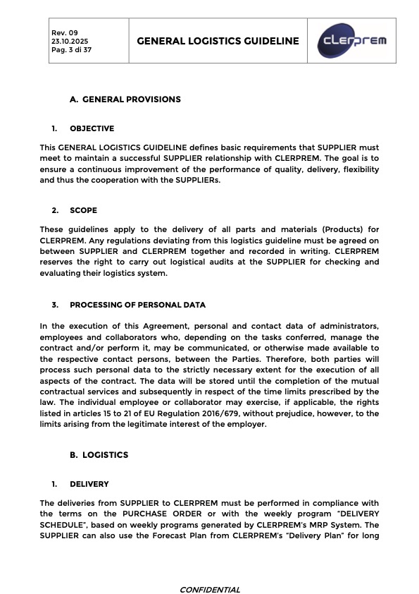 General Logistics Guideline Clerprem SpA Rev 09