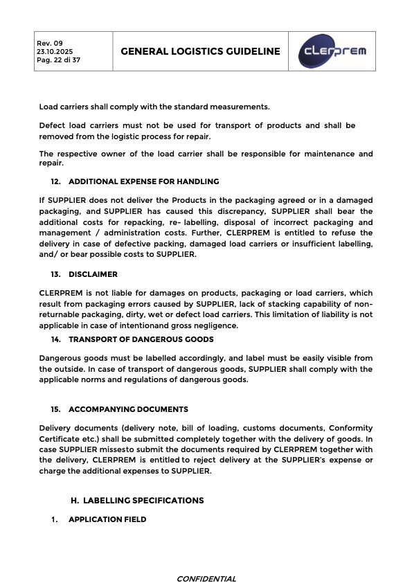 General Logistics Guideline Clerprem SpA Rev 09