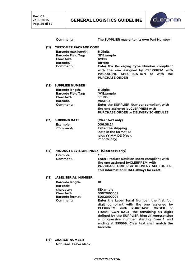 General Logistics Guideline Clerprem SpA Rev 09