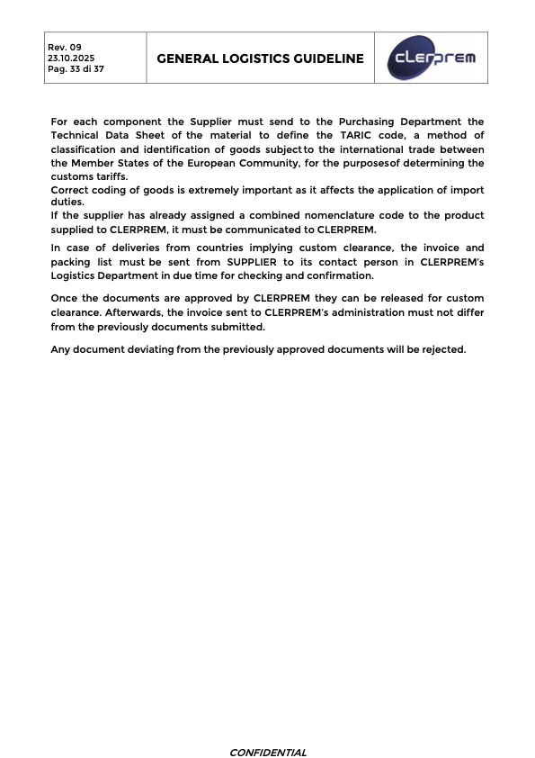 General Logistics Guideline Clerprem SpA Rev 09