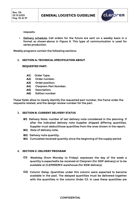General Logistics Guideline Clerprem SpA Rev 09