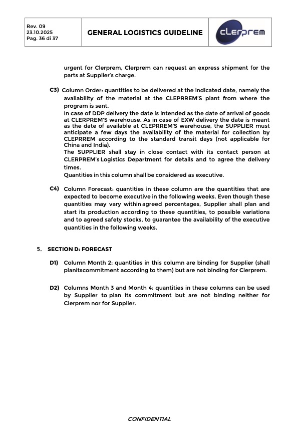 General Logistics Guideline Clerprem SpA Rev 09