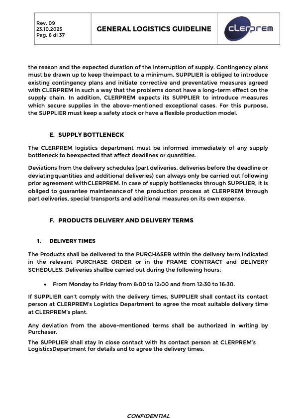 General Logistics Guideline Clerprem SpA Rev 09