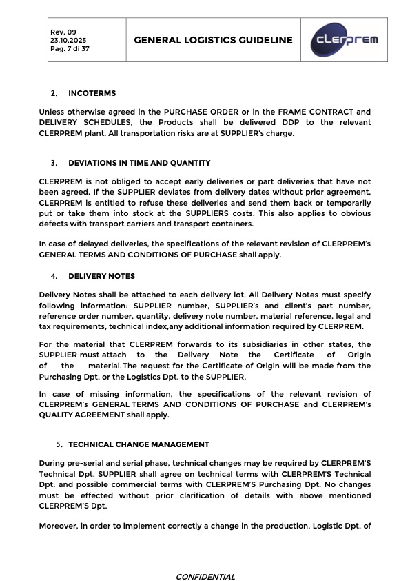 General Logistics Guideline Clerprem SpA Rev 09