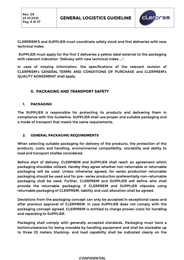 General Logistics Guideline Clerprem SpA Rev 09