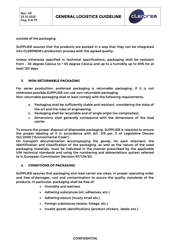 General Logistics Guideline Clerprem SpA Rev 09
