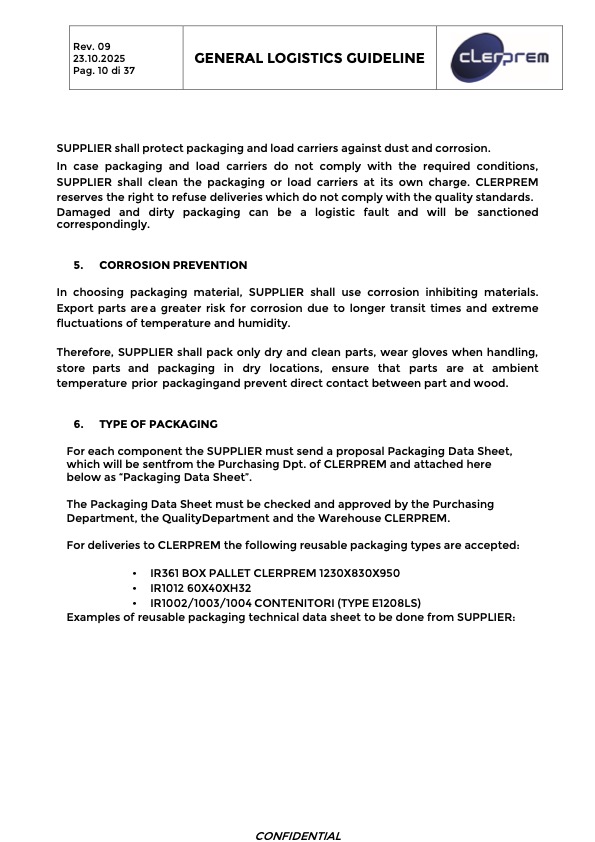 General Logistics Guideline Clerprem SpA Rev 09