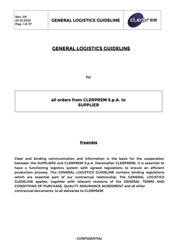 General Logistics Guideline Clerprem SpA Rev 09