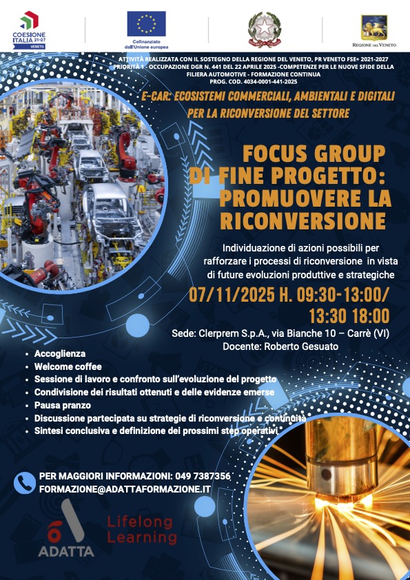 Locandina Focus Group di Fine progetto 07.11.25