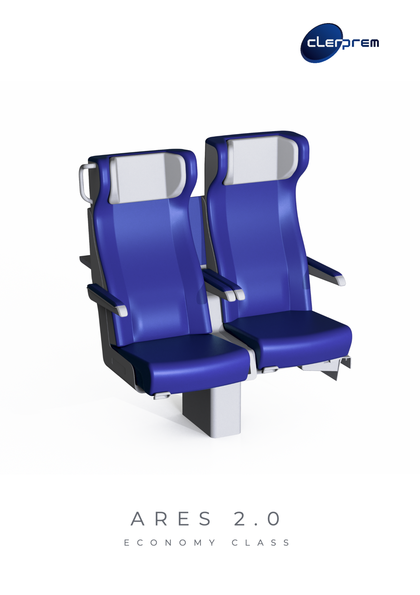 Ares 2.0 -economy class-railway- seating -system - for high speed and regional trains - technical sheet