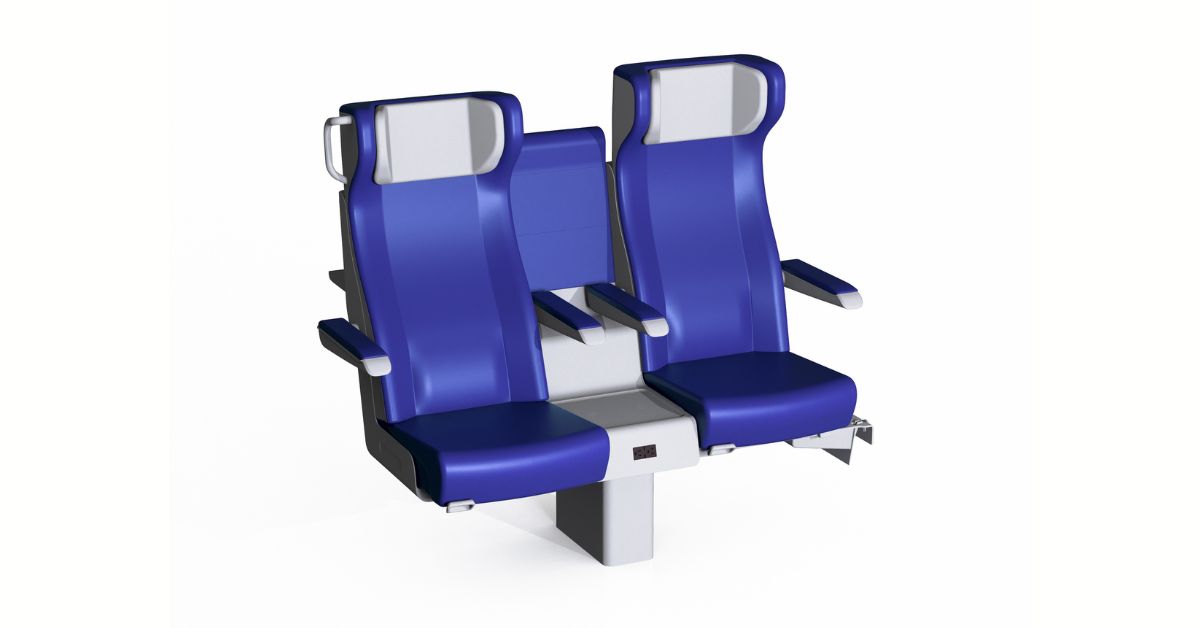 Clerprem Ares 2.0 business class high speed train seat, with super accessorized features, EN 45545-2, designed for railway seating systems cabin, usa conpliant