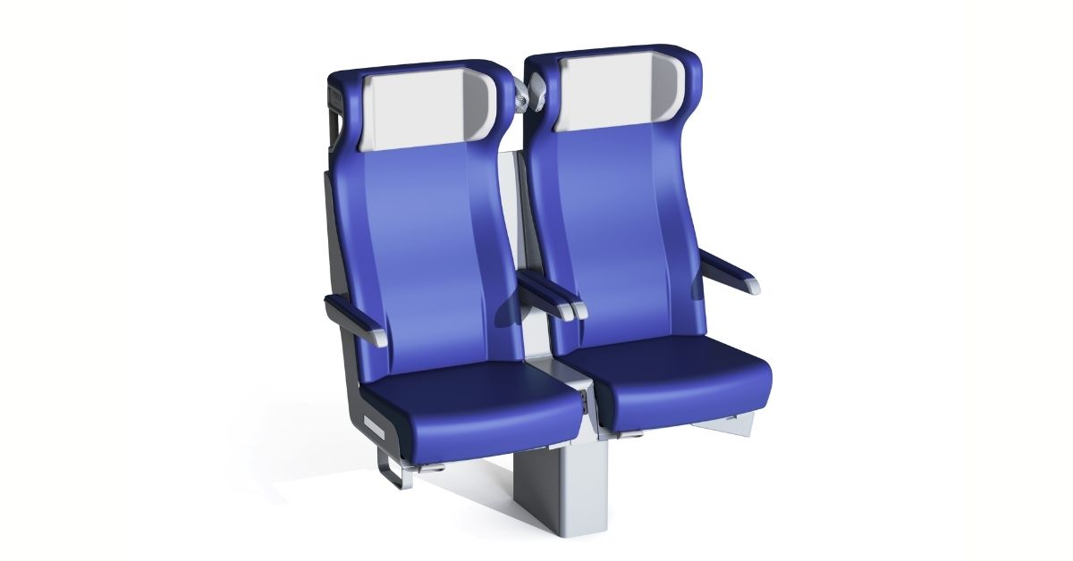 Clerprem Ares Double economy class intercity train seat, space-efficient design, EN 45545-2, USA compliant and made by america