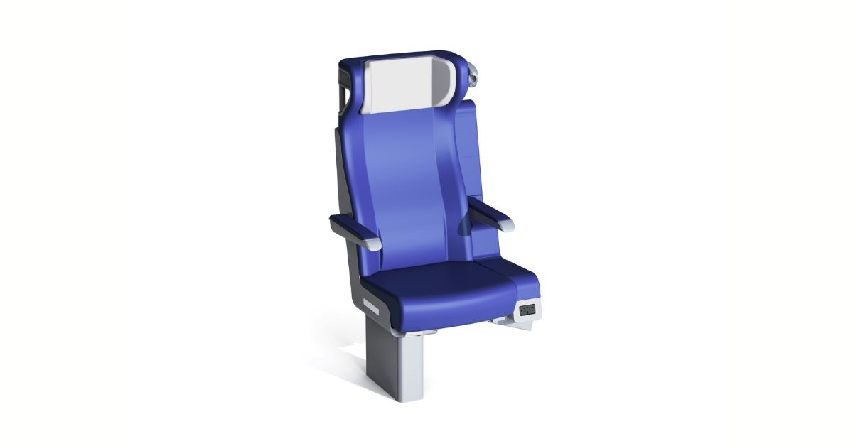 Clerprem Ares SIngle business class intercity train seat, space-efficient design, EN 45545-2, designed for cabin seating systems of USA compliant and made by america