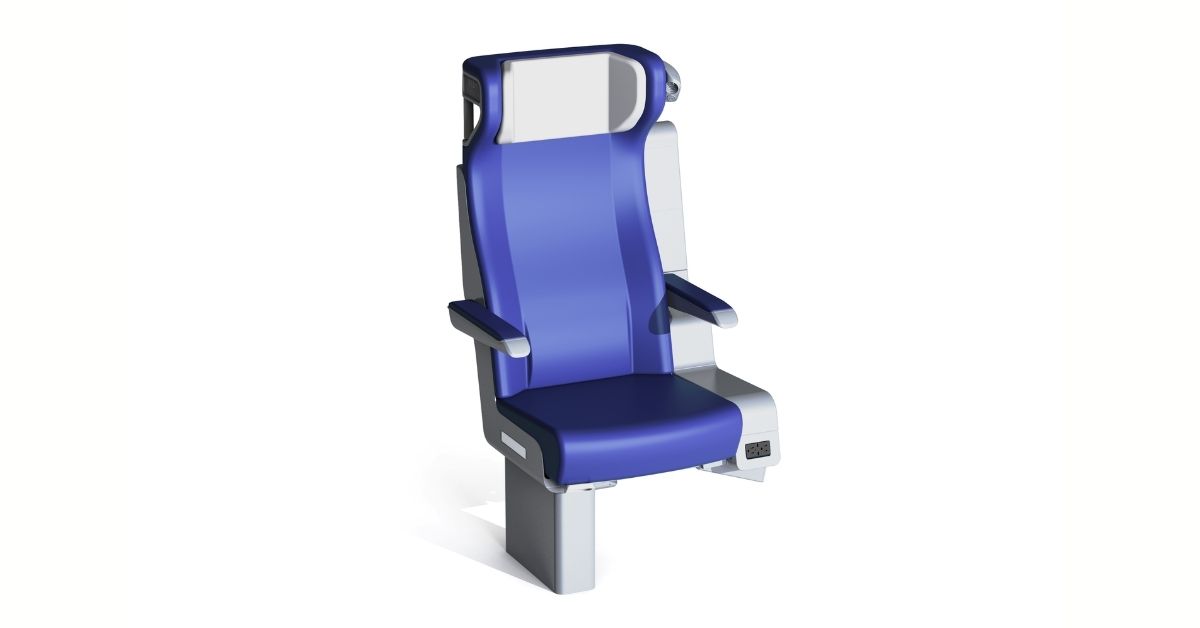 Clerprem Ares SIngle economy class intercity train seat, space-efficient design, EN 45545-2, designed for cabin seating systems of USA compliant and made by america