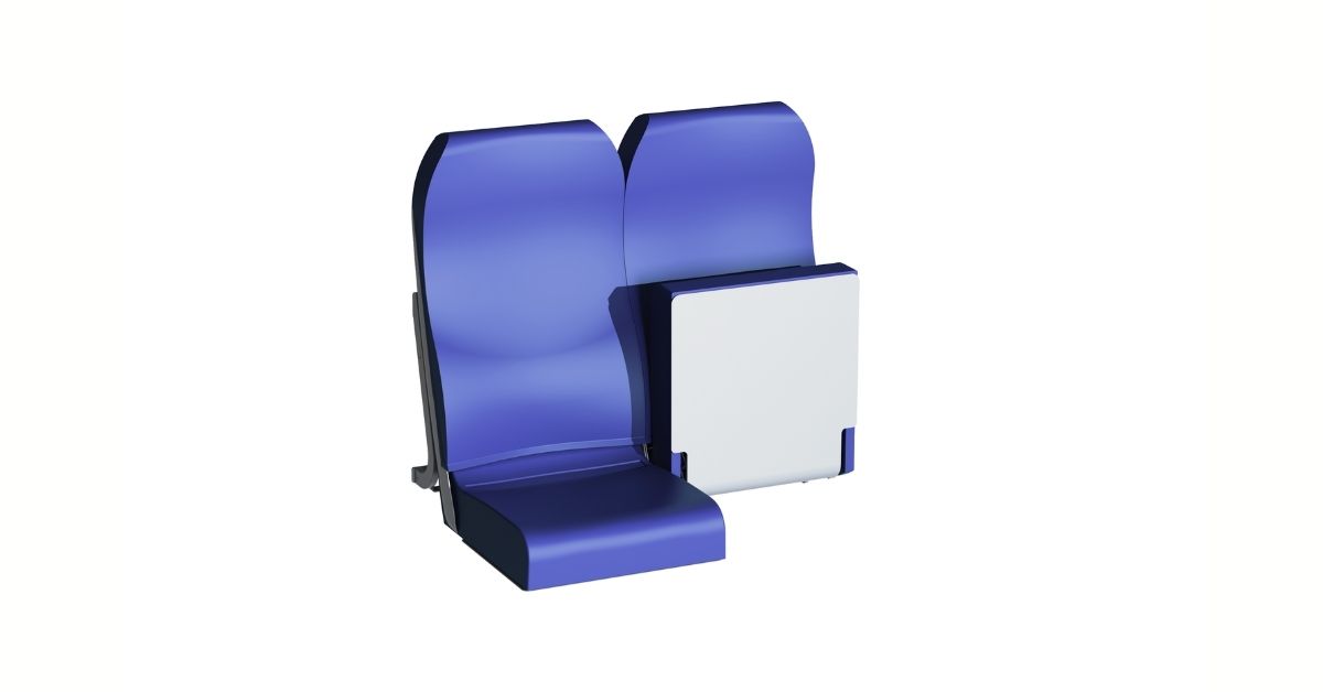 Clerprem Athos foldaway tip-up train seat, space-saving wall-mounted design, EN 45545-2, for subway and metro train cabins and coaches