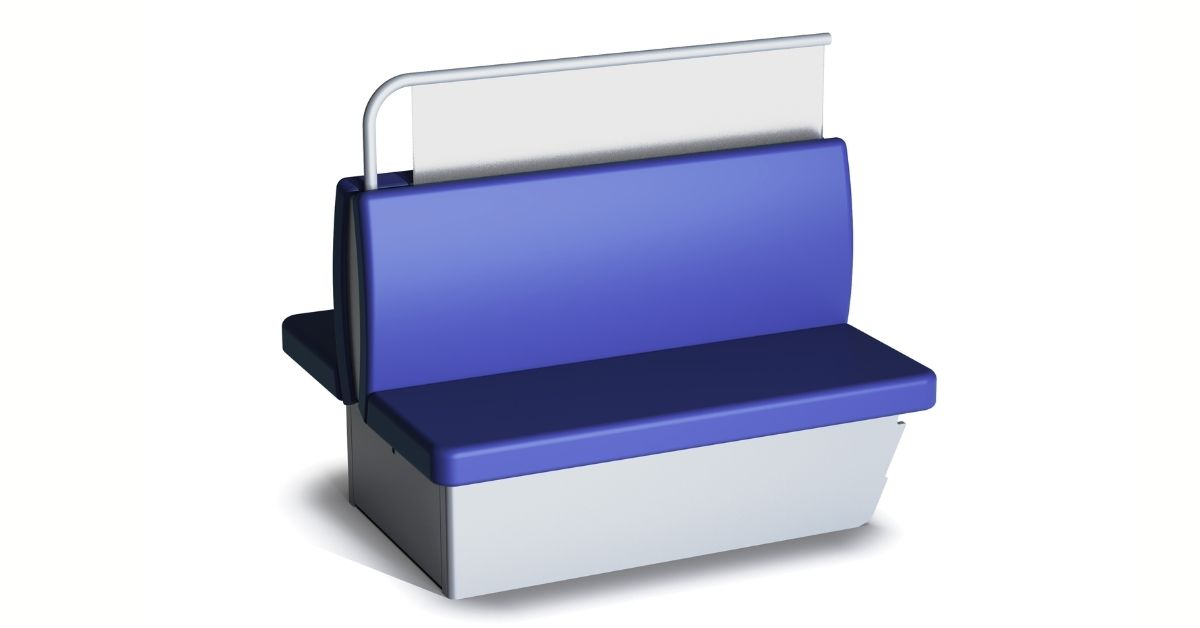 Clerprem Hermes Bench wardrobe intercity and high speed train bench seat, EN 45545-2, designed for railway seating systems cabin and restaurant cabins