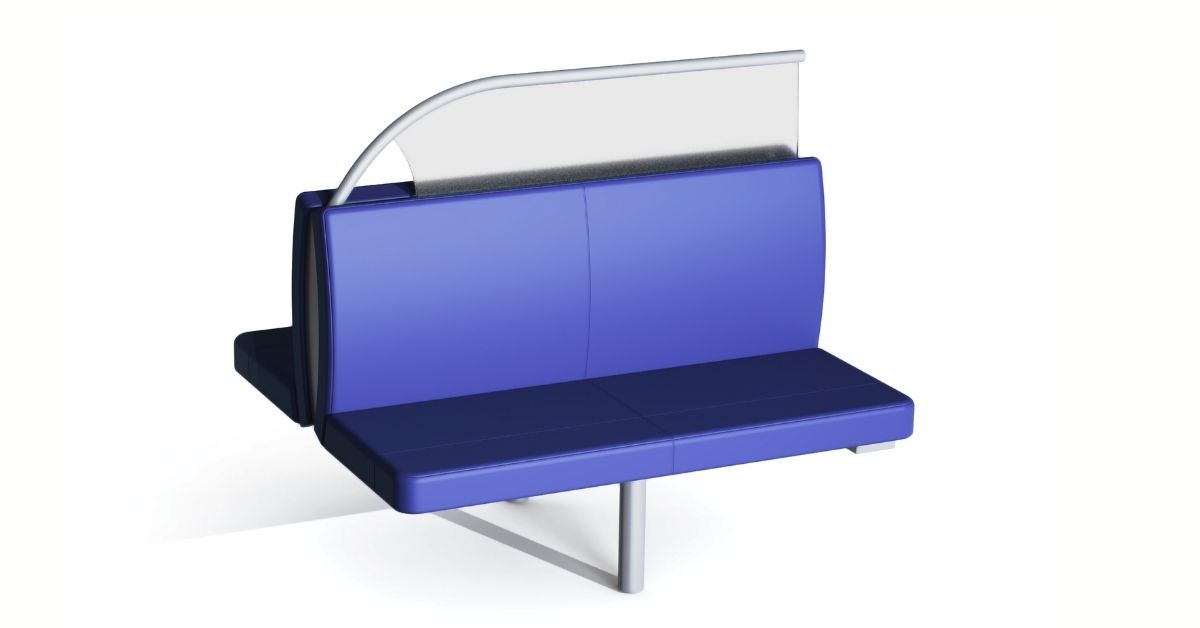 Clerprem Hermes Bench restaurant class intercity and high speed train bench seat, EN 45545-2, designed for railway seating systems cabin and restaurant cabins