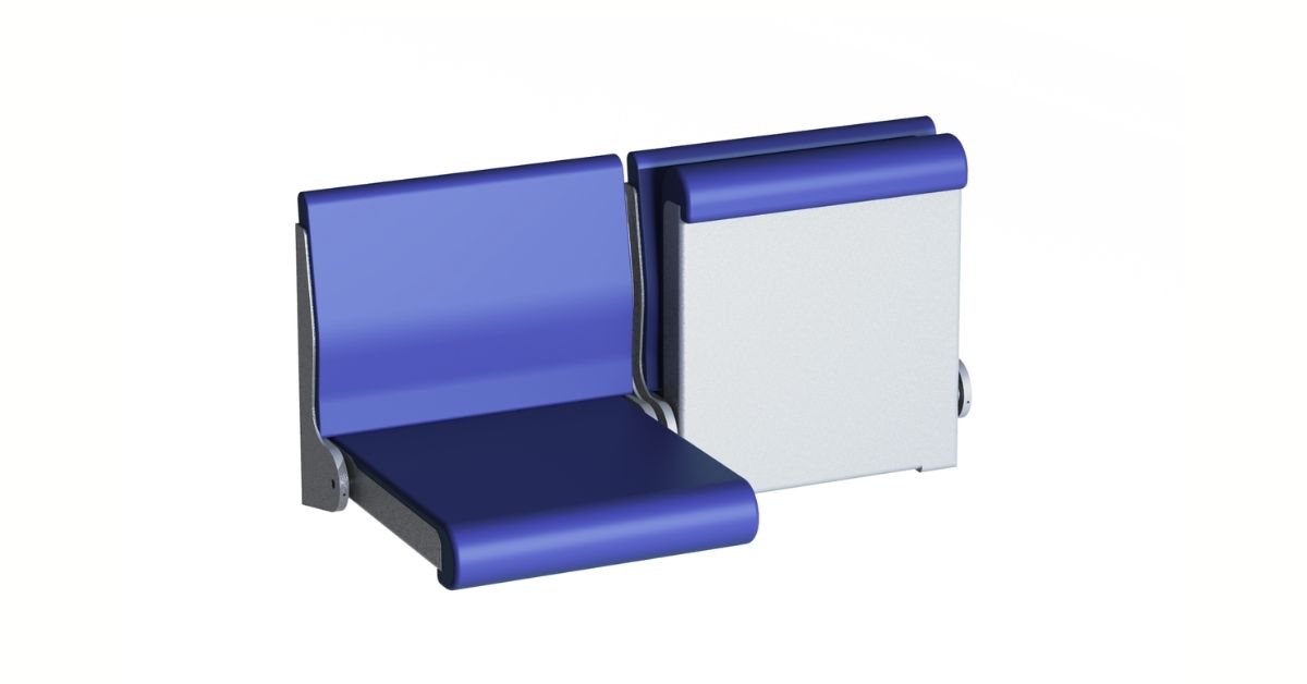 Clerprem Hermes Tip Up seat for trains, vandal-resistant and wall fixed -EN 45545-2, for subway and metro seating systems cabins