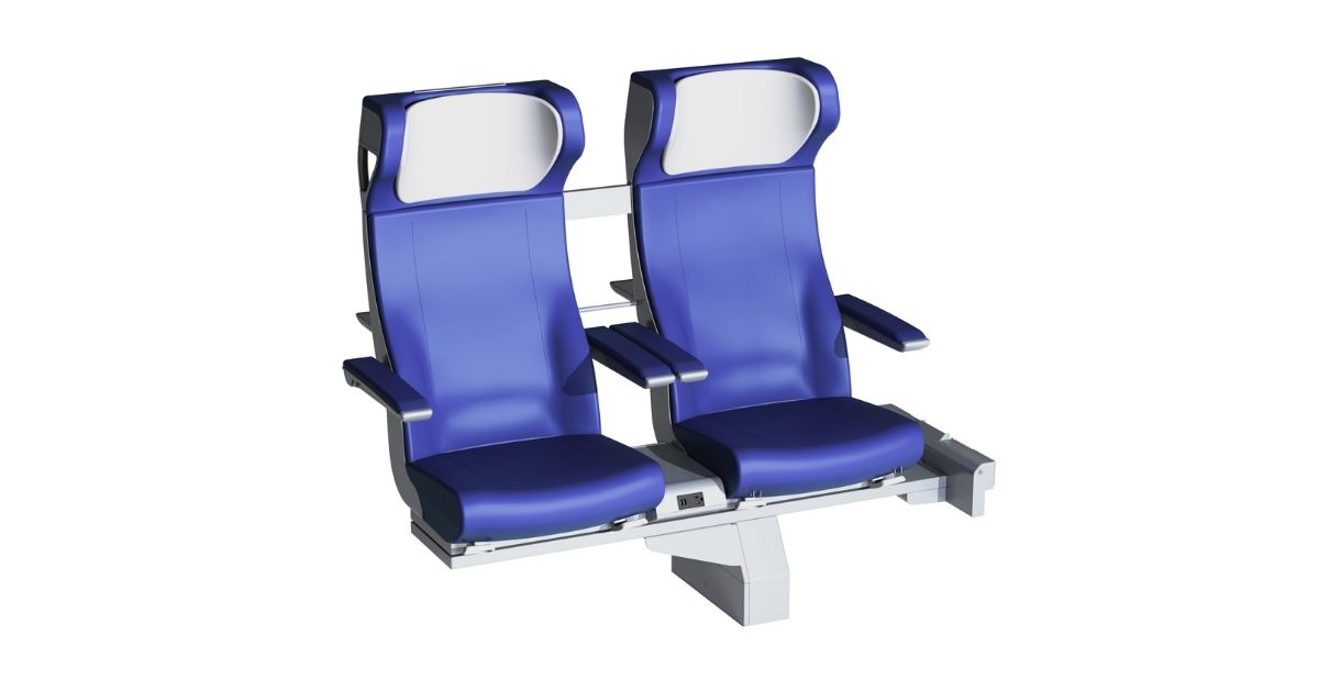 Clerprem Hermes long distance economy class intercity and high speed train seat, with super accessorized features, EN 45545-2, designed for railway seating systems cabin, usa and mexico compliant