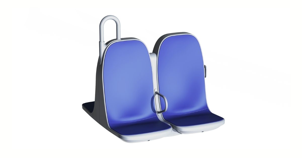 Clerprem MI20 seat for trains, vandal-resistant and fixed with inverted cantilever for floor-clearing, EN 45545-2, for subway and metro seating systems cabins