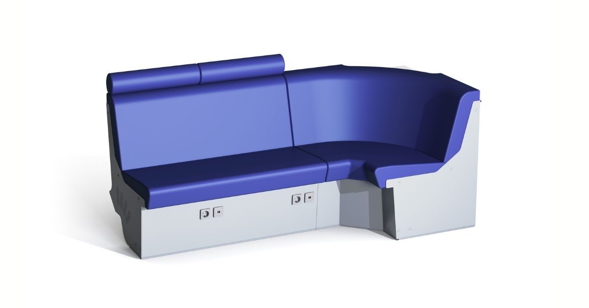 Clerprem Nexus bench intercity and high speed train business class bench EN 45545-2, designed for railway seating systems cabin